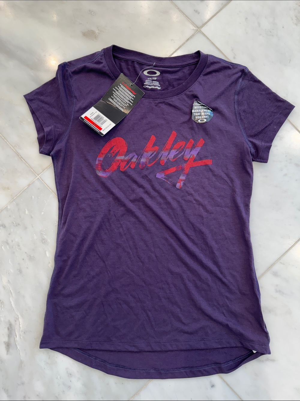 Oakley Purple Tee with Red Script Logo